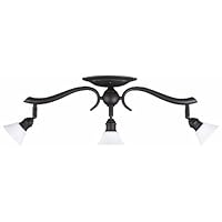 Canarm IT217A03ORB10 Addison 3-Light Dropped Track Lighting with Flat Opal Glass Shades, Oil Rubbed Bronze