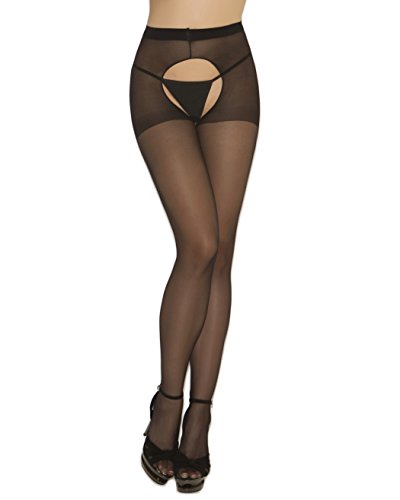 Sheer Crotchless Pantyhose Black Red or Beige Regular Color: Black