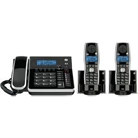 GE Dect 6.0 Black Corded Base Phone with Caller ID, Digital Answering System,and 2... by General Electric