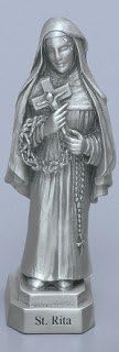 St. Rita - 3 1/2" Pewter Statue with Prayer Card (JC-3050-E)