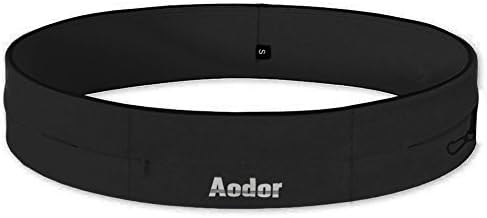 Aodor Running Belt Waist Pack - Reflective Strips - for Men Women to Enjoy Workout, Cycling, Hiking, Walking, Running-Black-S