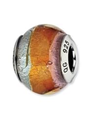Sterling Silver Pink And Orange And Silver Italian Murano Charm