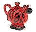 Whimsical Passion Zebra Teapot with Red Heart Picked Lid - Valentine's Day/Birthday/Thank you/Housewarming Gift