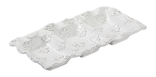 Mud Pie Fleur De Lis Triple Condiment, White