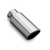 Polished Stainless Steel Exhaust Tip Single Wall Tip Rolled Oval Angle Cut- 2.25 inlet x 2.5 x 3.2 tip- 7.5 length