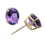 14K Oval Amethyst Stud Earrings