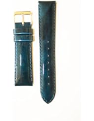 Michele Style 20mm Navy Patent Leather Watchband with Quick Release Pins