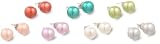 Set of 7 Freshwater Cultured Button Pearl Studs with Sterling Silver Posts and Backs (7-7.5mm)