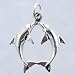 Small Double Dolphin or Porpoise Pendant or Charm in Sterling Silver, #11431