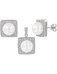 Sterling Silver and Freshwater Pearl Earring and Pendant Set