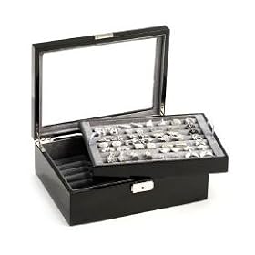 Black Double Layer Cufflinks Case