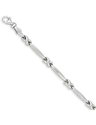 14k White Gold D/C Satin Polished Fancy Bracelet