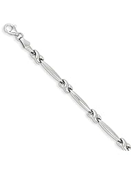 14k White Gold 7in Diamond-cut Satin Polished Fancy Bracelet, Best Quality Free Gift Box Satisfaction Guaranteed
