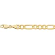 14K Yellow Gold Figaro Lite Chain Bracelet - 6.50mm - 8.5 inch
