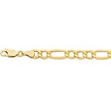 14K Yellow Gold Figaro Lite Chain Bracelet - 6.50mm - 8.5 inch