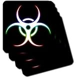 Houk Digital Design Symbols - Biohazard Symbol glowing on black background - Coasters