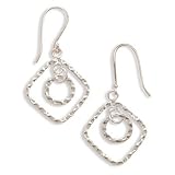 Diamond and Circle Hammered Cut Out French Wire Earrings