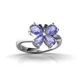 14K White Gold Genuine Pear Tanzanite Butterfly Ring