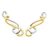 14K Two Tone Gold Ear Trim
