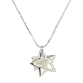 Sterling Silver Cubic Zirconia Double Star Pendant Necklace