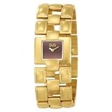 Women's Gold Tone Quotes Bracelet Brwon Dial Watch