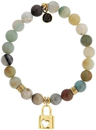 Amazonite Bracelet with 18k Gold-Plated Love Lock Charm