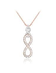 14k Rose and White Gold Vertical Infinity Clear CZ Necklace