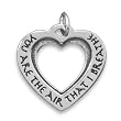 Sterling Silver Cut Out Heart Message Charm