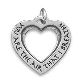 Sterling Silver Cut Out Heart Message Charm