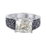 Sterling Silver Marcasite Cubic Zirconia Band Ring