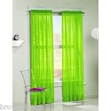 2 Sheer Voile Curtains 58 W x 84 L - Lime Green