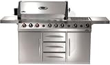 Napoleon Prestige V PF600N1 83 Freestanding Gas Grill with 1102 sq. in. Cooking Surface, 106500 Total BTU, 2 Bottom Burners, 2 Infrared Burner, Infrared Rear Rotisserie Burner, Dual Side Burners and WAVE Rod Cooking Grids: Stainless Steel: Natural Gas