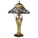 Tiffany Peacock Tail Table Lamp, Art Glass Shade