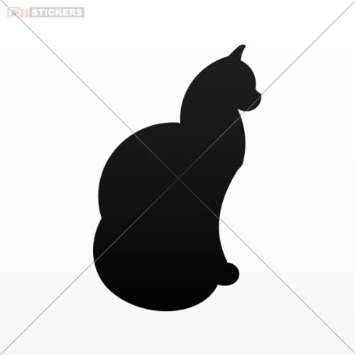 Decal Sticker Cat Car Window Wall Art Decor Doors Helmet Truck Motorcycle Note Book Mobile Laptop Glass Size: 4 X 2.5 Inches Black