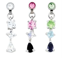 SQUARE, DIAMOND AND TEAR DROP GEM MICRODERMAL DANGLE RHDCZ4A-PERIDOT/AQUA/AMETHYST