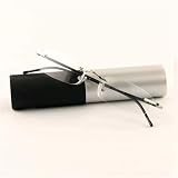 Fashion Rimless Spring Hinge Reading Glasses with 2-Tone Pop Top Case
