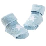 Elegant Baby Light Blue with White Star Newborn Booties 0-6 Months