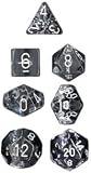 Chessex Dice: Polyhedral 7-Die Translucent Dice Set - Clear with white (Truly Clear)