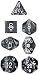 Chessex Dice: Polyhedral 7-Die Translucent Dice Set - Clear with white (Truly Clear)