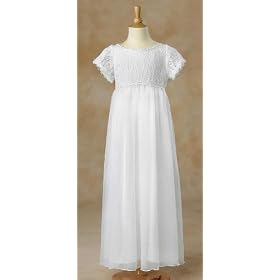 White Lace Bodice and Organza Communion Baptism Dress