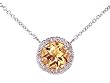 18k White Gold Fine Quality Natual Champane Quartz & Diamond Necklace Pendant Ct.tw 2.00