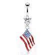 Body Colorz&trade; USA Flag Dangle Belly Ring