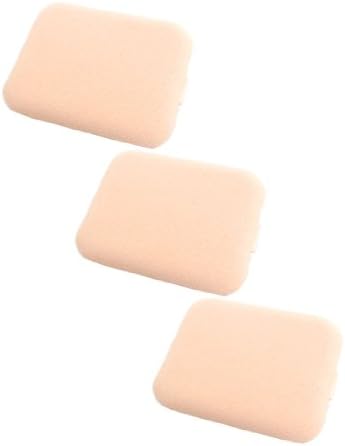3 Pcs Rectangular Powder Puff Cosmetic Makeup Sponge Beige + Case