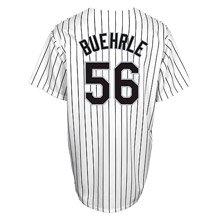MLB Men's Chicago White Sox Mark Buehrle White/Black Pinstripe Home Short Sleeve 6 Button Synthetic Replica Baseball Jersey Big & Tall Spring 2012  (White/Black Pinstripe, XXXX-Large)