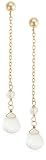 14k Yellow Gold White Topaz Briolette Drop Earrings