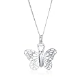 Silver Filigree Butterfly Pendant on adjustable curb Chain 41cm-46cm