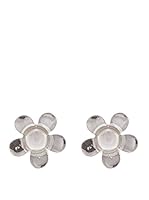 Silver One Pendientes Flor Perla