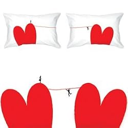 BoldLoft "Link 2 Love" Couple Pillowcases-Romantic Valentines Gifts for Couples,Cute Valentines Day Gift Ideas,Good Couple Gifts for Valentines,Romantic Anniversary Gifts