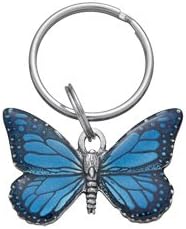 Pewter and blue hand enameled butterfly key ring with presentation box. Made in the USA