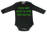 Spoilt Rotten - Don't Insult With Baby Talk Babygrows / Bodysuit Alternative Baby Clothes 100% Organic Sizes 0-6 months WHITE/BLACK in funky Milk Carton